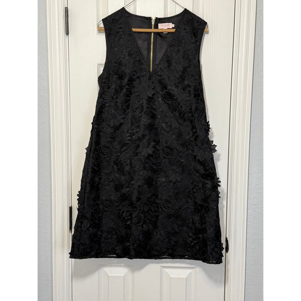 Ted Baker Black 3D Floral Mini Dress